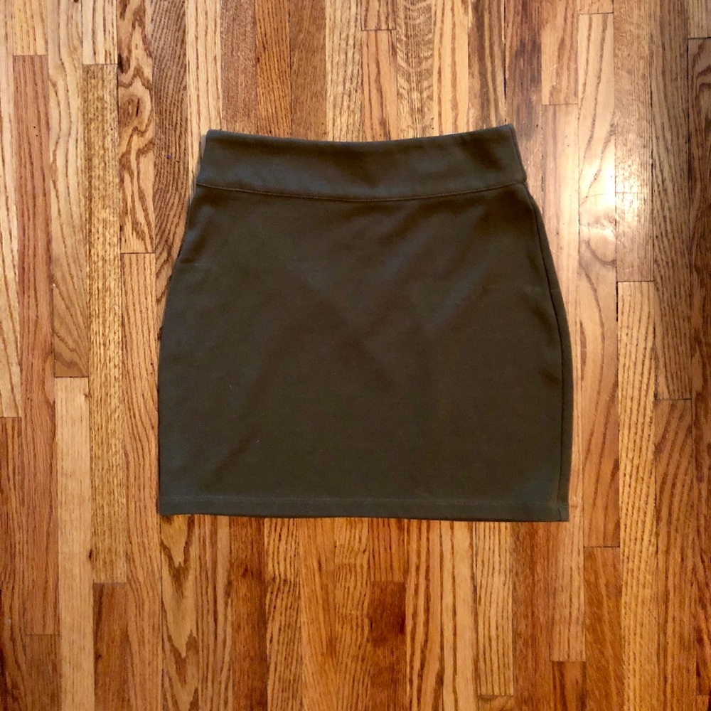Army green body con mini skirt